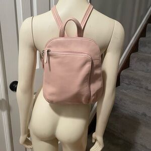 Tignanello Powder Pink LeatherBackpack Purse.